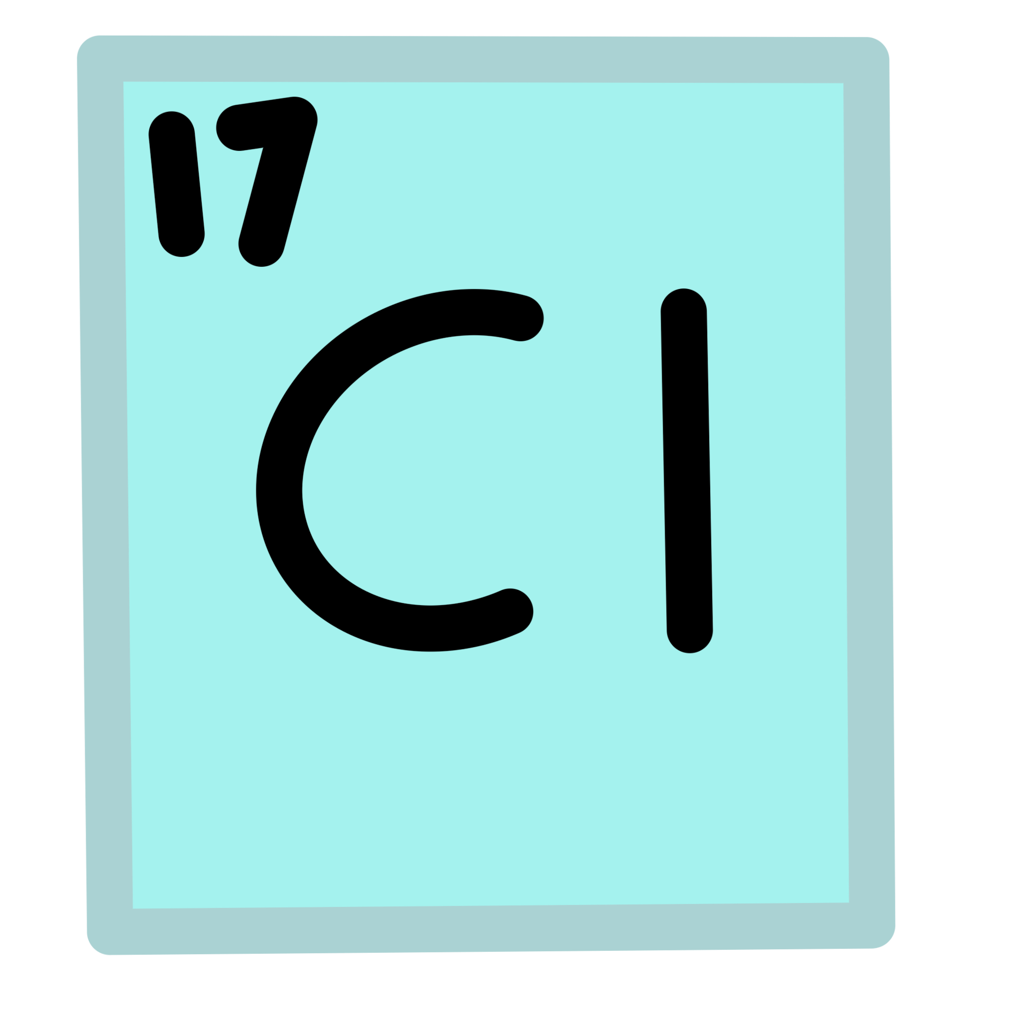 A bright light blue rectangle with a “Cl” in the middle of it. There is also a 17 in the top left corner